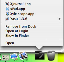 Application Dock Menu